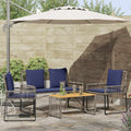 Gartenmöbel Set 9 pcs Grau und Marineblau Poly-Rattan
