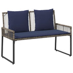 Gartenmöbel Set 9 pcs Grau und Marineblau Poly-Rattan
