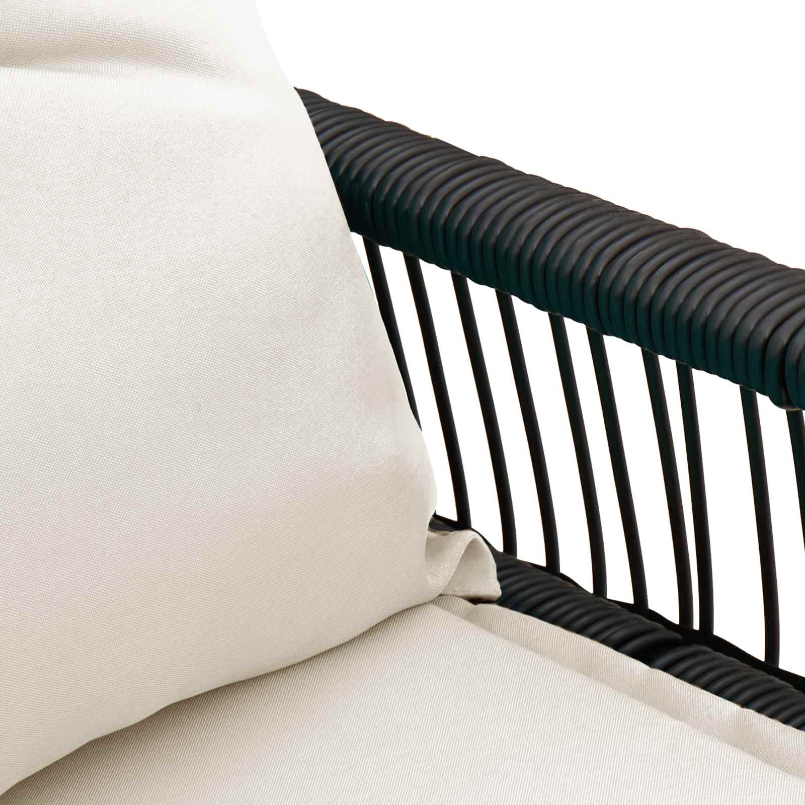 Bank Outdoor mit Kissen 4 pcs Schwarz und Cremeweiß Poly-Rattan