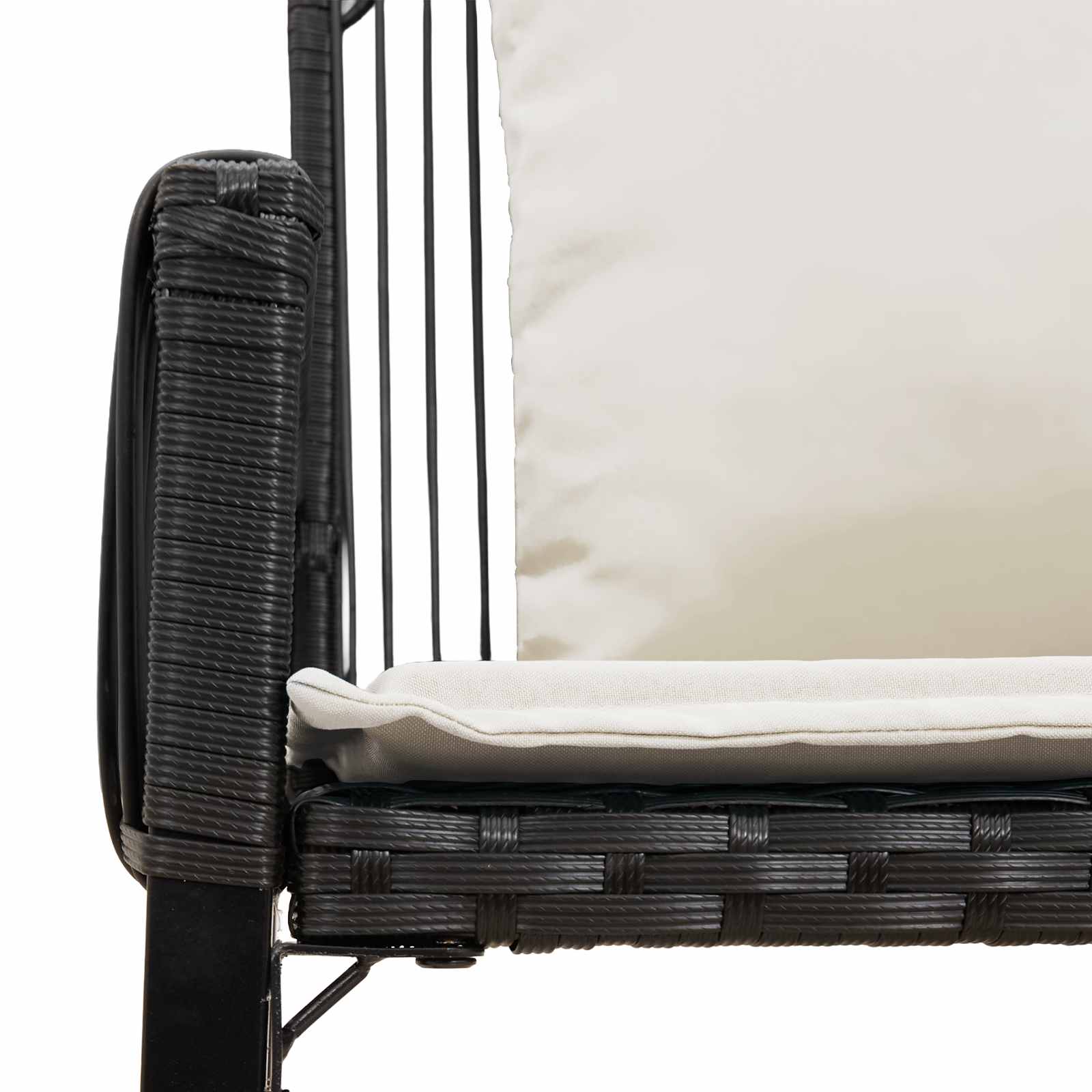 Bank Outdoor mit Kissen 4 pcs Schwarz und Cremeweiß Poly-Rattan