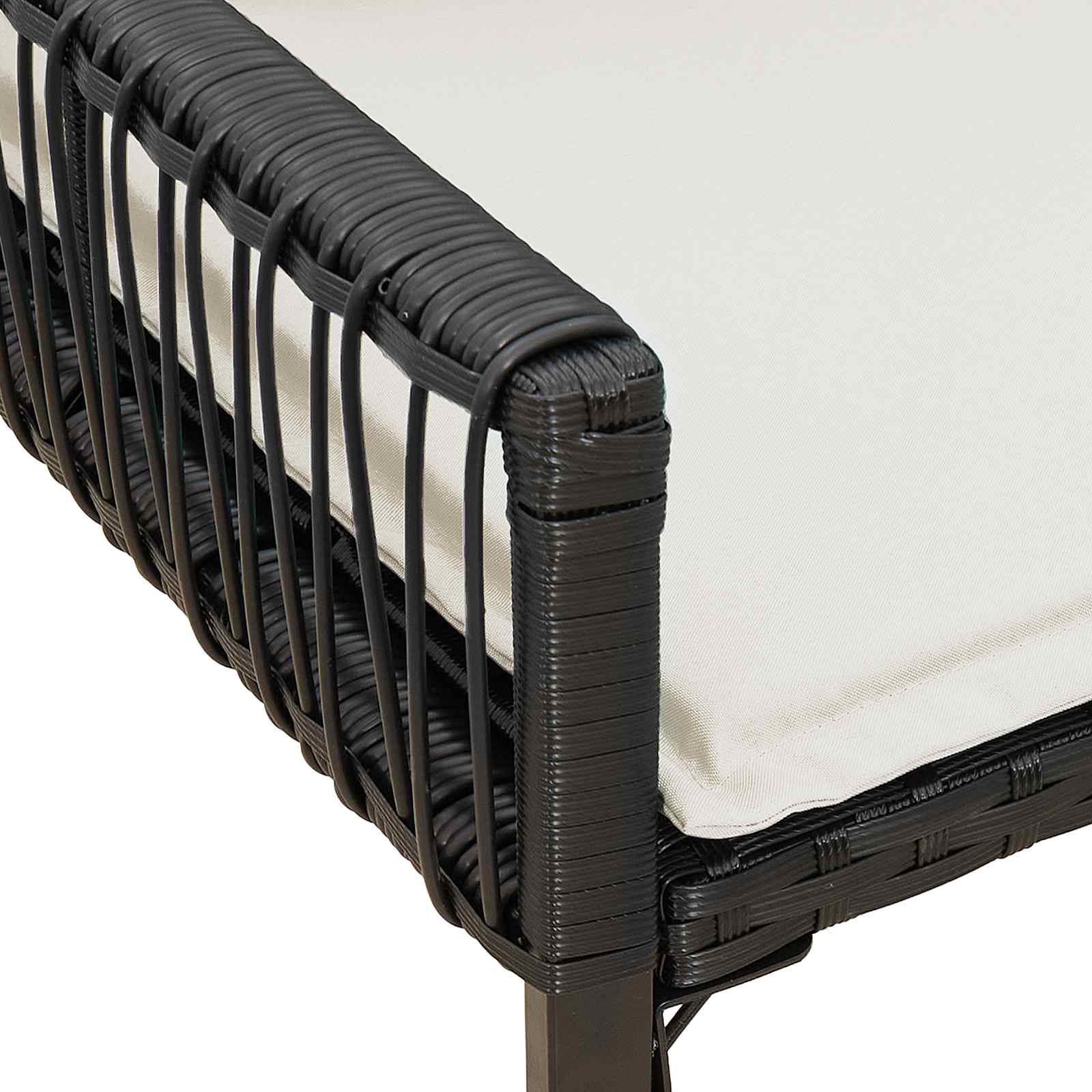 Bank Outdoor mit Kissen 4 pcs Schwarz und Cremeweiß Poly-Rattan