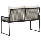 Bank Outdoor mit Kissen 4 pcs Schwarz und Cremeweiß Poly-Rattan