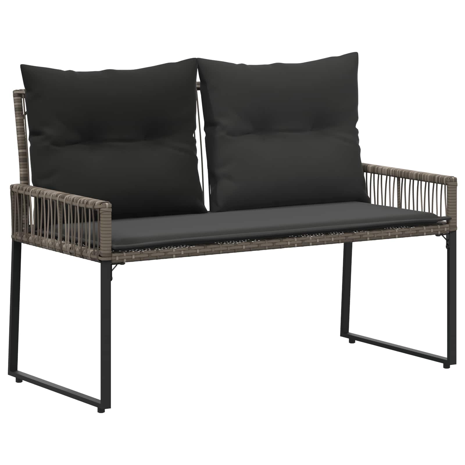 Bank Outdoor mit Kissen 4 pcs Grau und Dunkelgrau Poly-Rattan