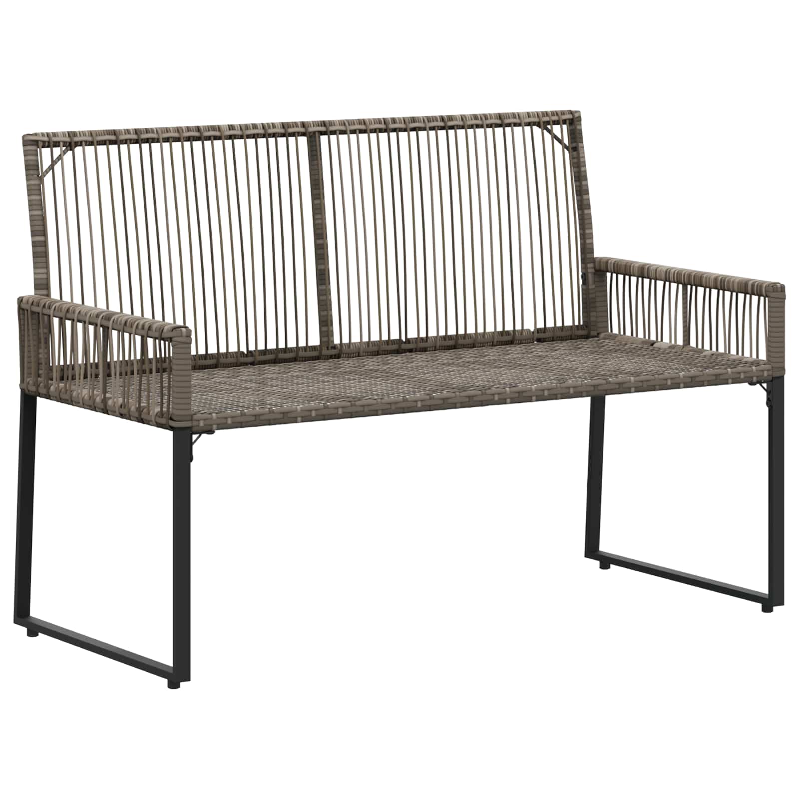 Bank Outdoor mit Kissen 4 pcs Grau und Dunkelgrau Poly-Rattan