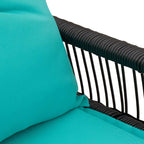 Bank Outdoor mit Kissen 4 pcs Schwarz und Türkis Poly-Rattan