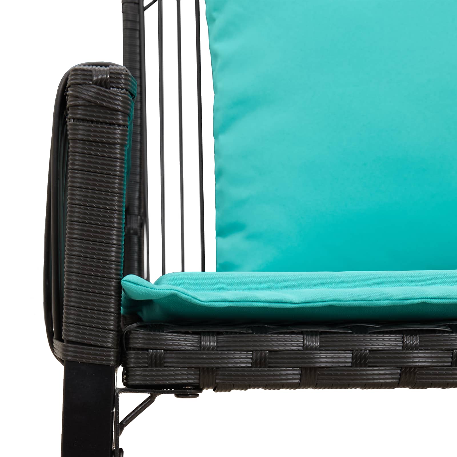 Bank Outdoor mit Kissen 4 pcs Schwarz und Türkis Poly-Rattan