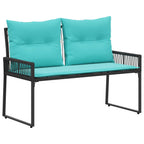 Bank Outdoor mit Kissen 4 pcs Schwarz und Türkis Poly-Rattan