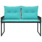 Bank Outdoor mit Kissen 4 pcs Schwarz und Türkis Poly-Rattan