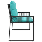 Bank Outdoor mit Kissen 4 pcs Schwarz und Türkis Poly-Rattan