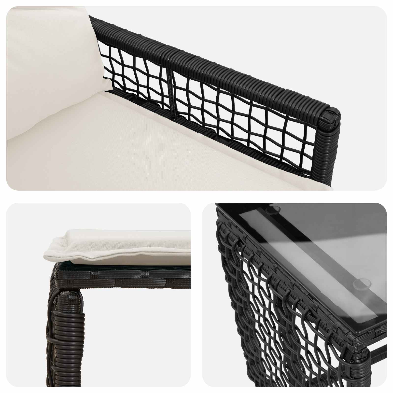 Gartenmöbel-Set mit Kissen 5 pcs Schwarz und Weiß