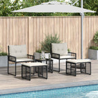 Gartenmöbel-Set mit Kissen 5 pcs Schwarz und Weiß