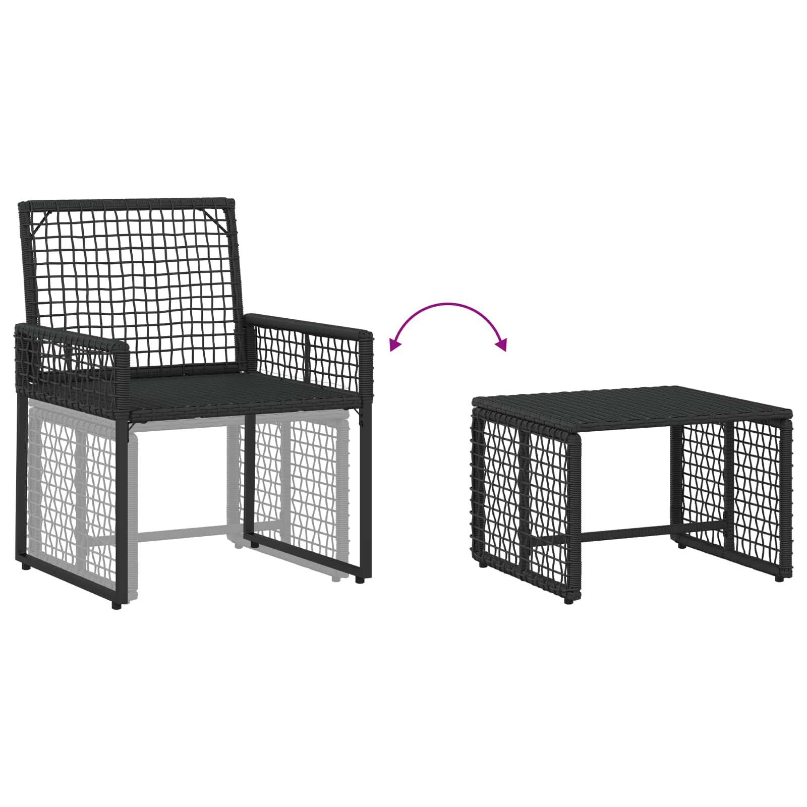Gartenmöbel-Set mit Kissen 5 pcs Schwarz und Weiß