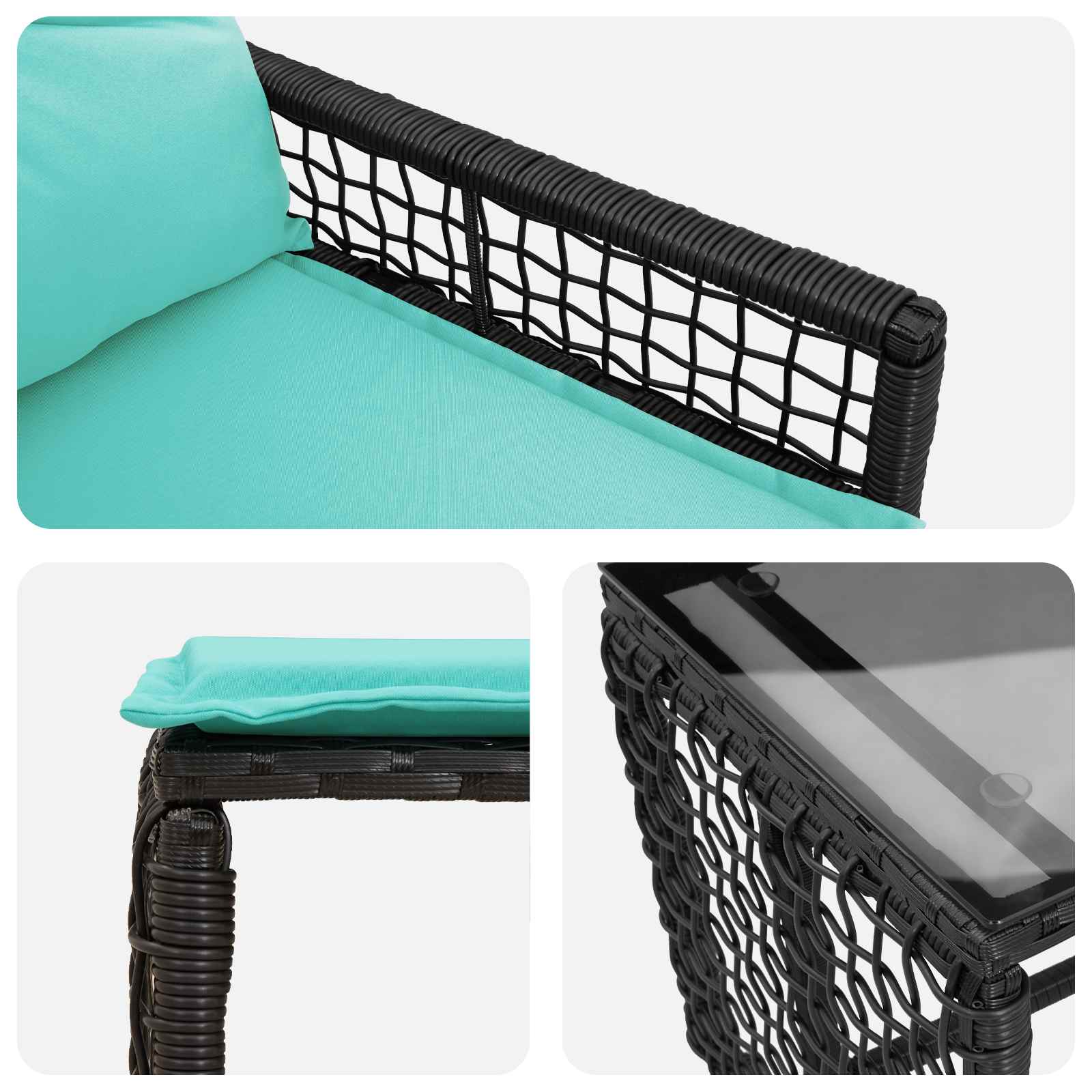 Gartenmöbel-Set mit Kissen 5 pcs Schwarz und Türkis