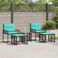 Gartenmöbel-Set mit Kissen 5 pcs Schwarz und Türkis