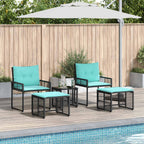 Gartenmöbel-Set mit Kissen 5 pcs Schwarz und Türkis
