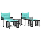 Gartenmöbel-Set mit Kissen 5 pcs Schwarz und Türkis