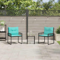 Gartenmöbel-Set mit Kissen 3 pcs Schwarz und Türkis