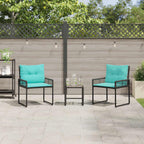 Gartenmöbel-Set mit Kissen 3 pcs Schwarz und Türkis