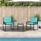 Gartenmöbel-Set mit Kissen 3 pcs Schwarz und Türkis
