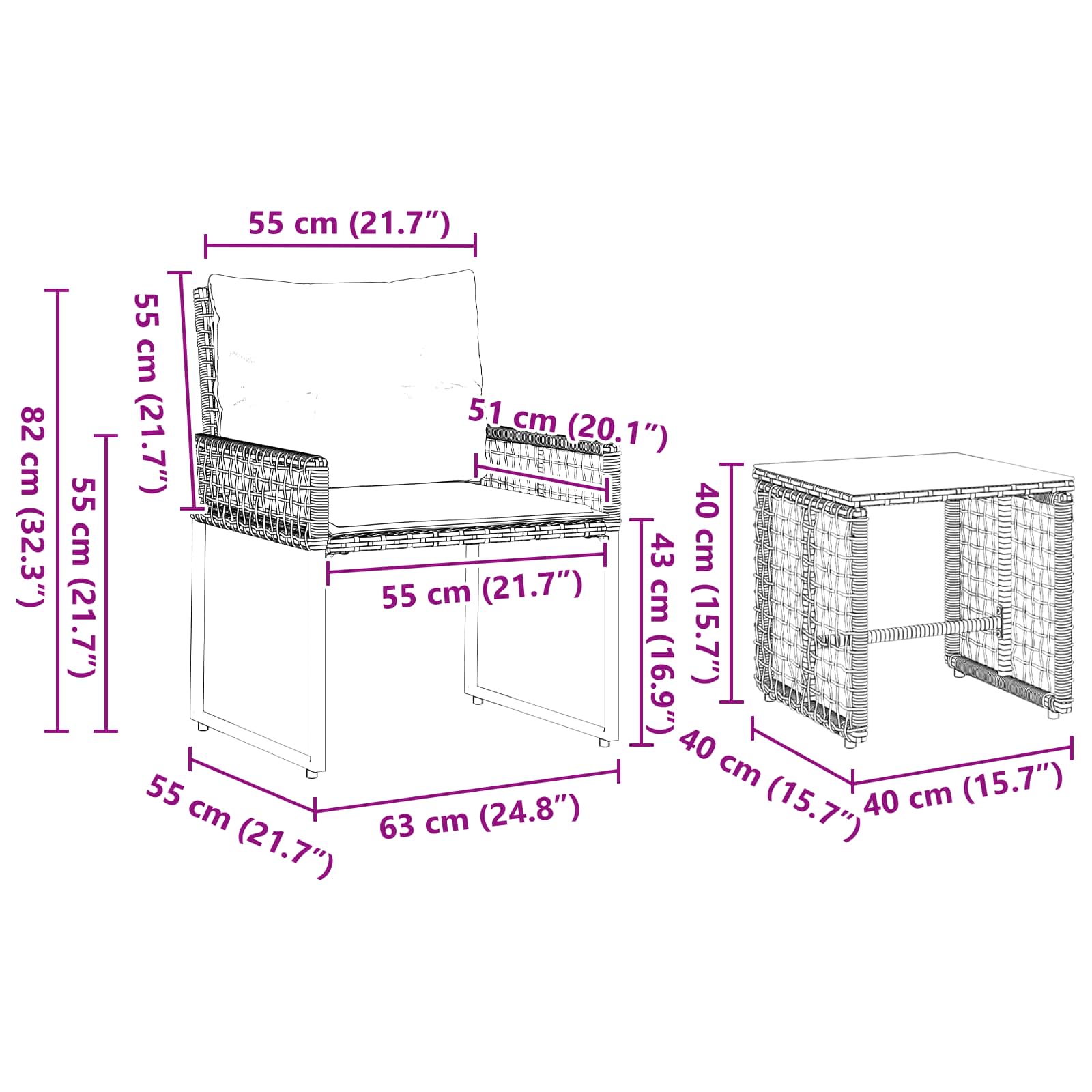 Gartenmöbel-Set mit Kissen 3 pcs Schwarz und Türkis