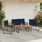 Gartenmöbel Set mit Kissen 4 pcs Marineblau