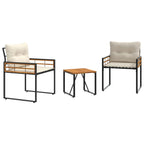 Gartenmöbel Set mit Kissen 3 pcs Creme