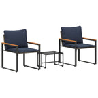 Möbelsets mit Kissen 3 pcs Grau und Marineblau Rattan
