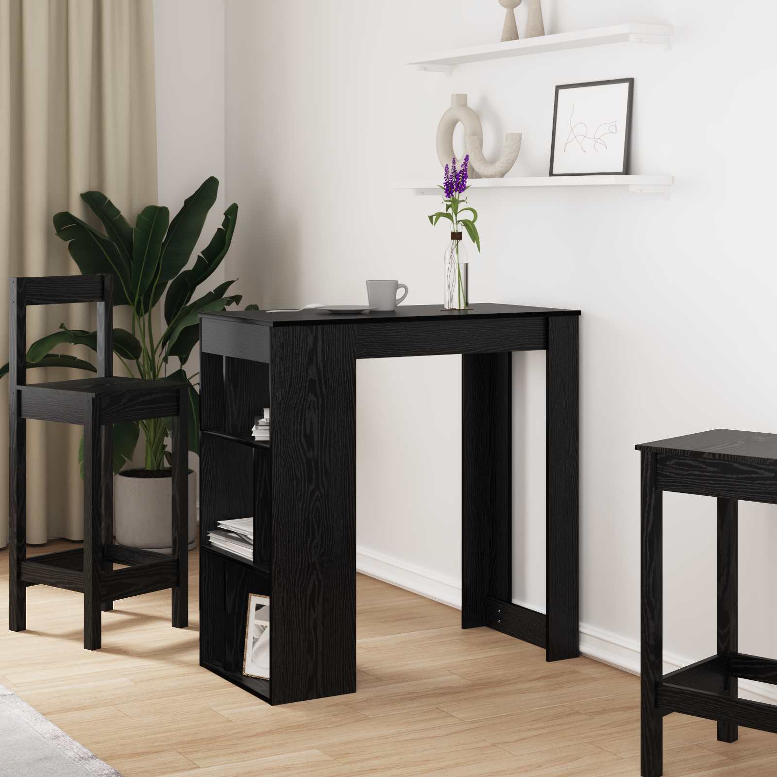Bartisch Schwarz Eichen-Optik 102 x 50 x 103,5 cm Holzwerkstoff
