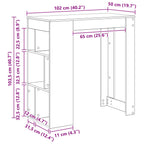 Bartisch Schwarz Eichen-Optik 102 x 50 x 103,5 cm Holzwerkstoff