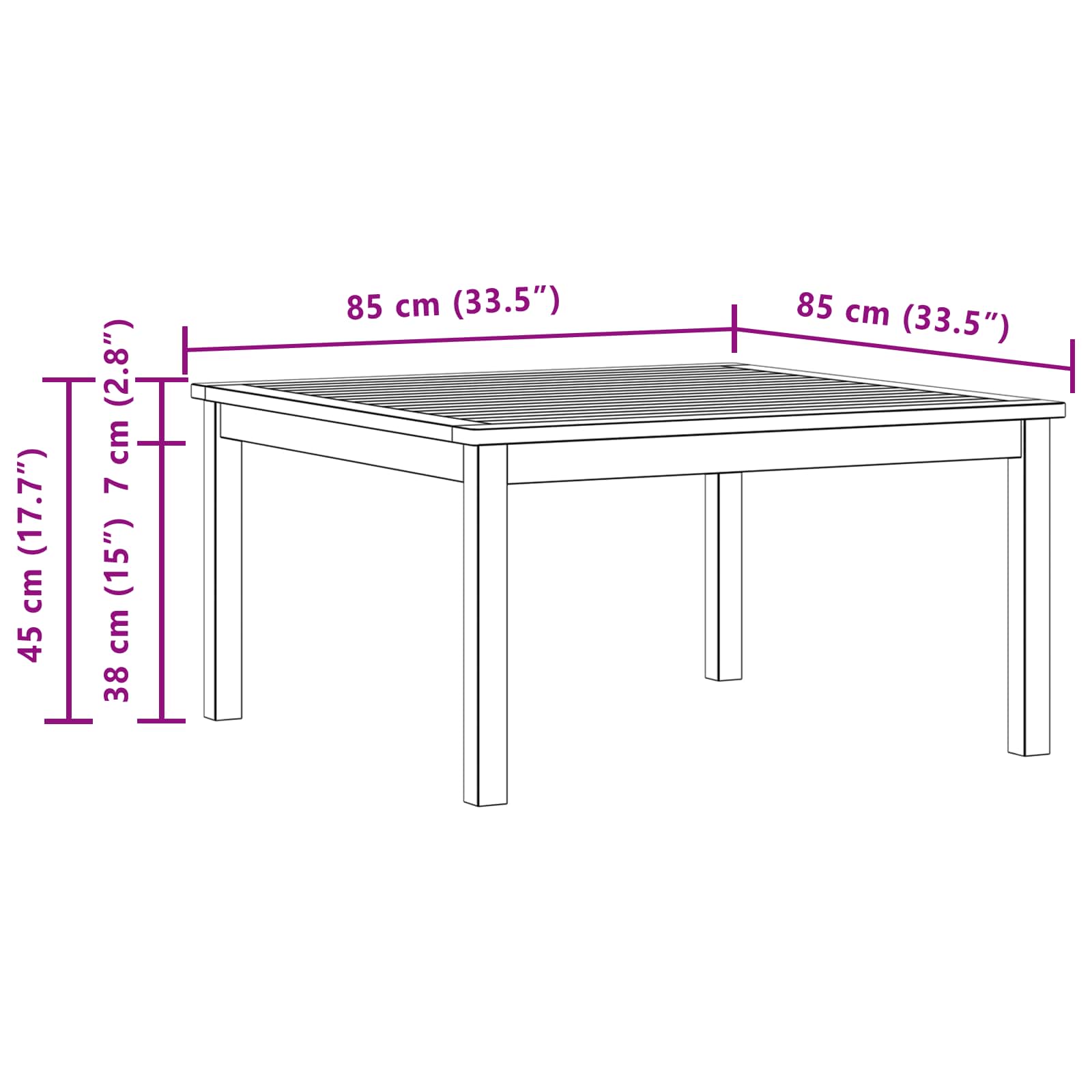 Couchtisch Helles Akazienholz 85 x 85 x 45 cm Massivholz Akazie