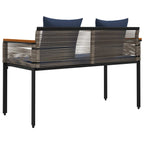 Bank Outdoor Grau und Marineblau 117 x 54 x 74,5 cm Poly-Rattan