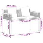 Bank Outdoor Grau und Marineblau 117 x 54 x 74,5 cm Poly-Rattan