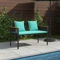 Bank Outdoor Schwarz und Türkis 117 x 54 x 74,5 cm Poly-Rattan