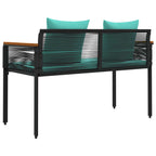 Bank Outdoor Schwarz und Türkis 117 x 54 x 74,5 cm Poly-Rattan