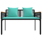 Bank Outdoor Schwarz und Türkis 117 x 54 x 74,5 cm Poly-Rattan