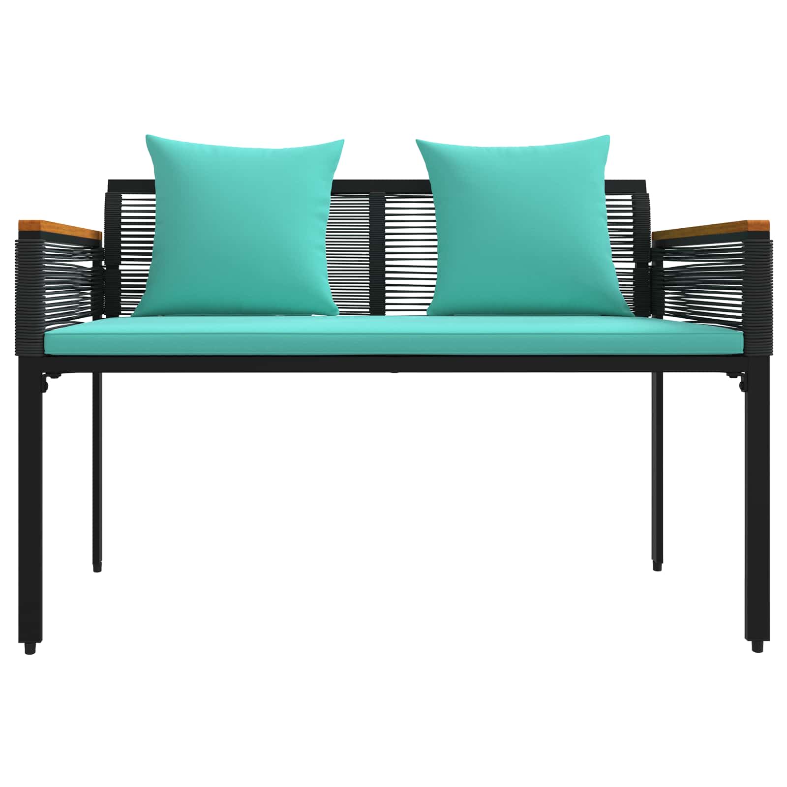 Bank Outdoor Schwarz und Türkis 117 x 54 x 74,5 cm Poly-Rattan