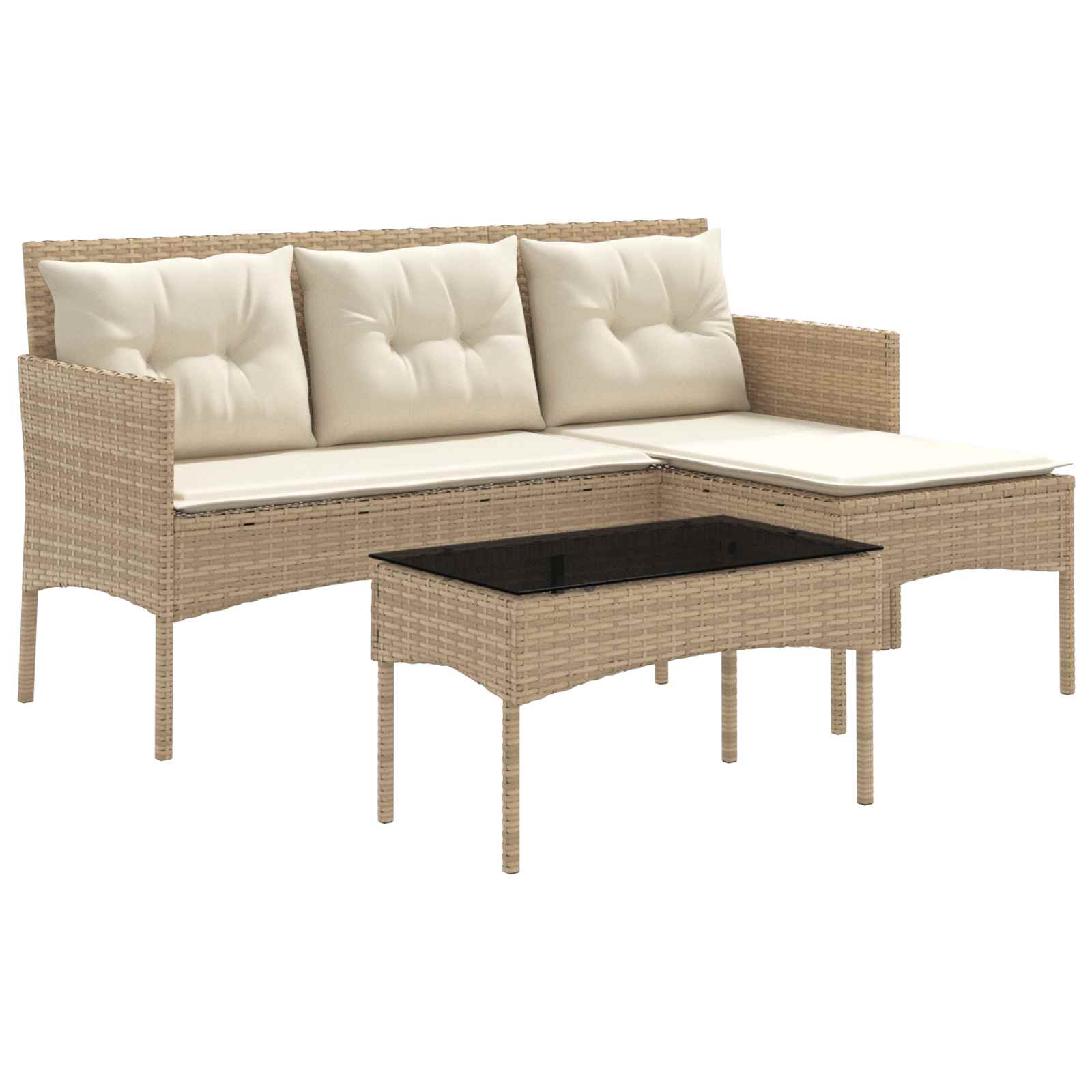 Gartensofa-set mit Kissen 2 pcs Poly-Rattan