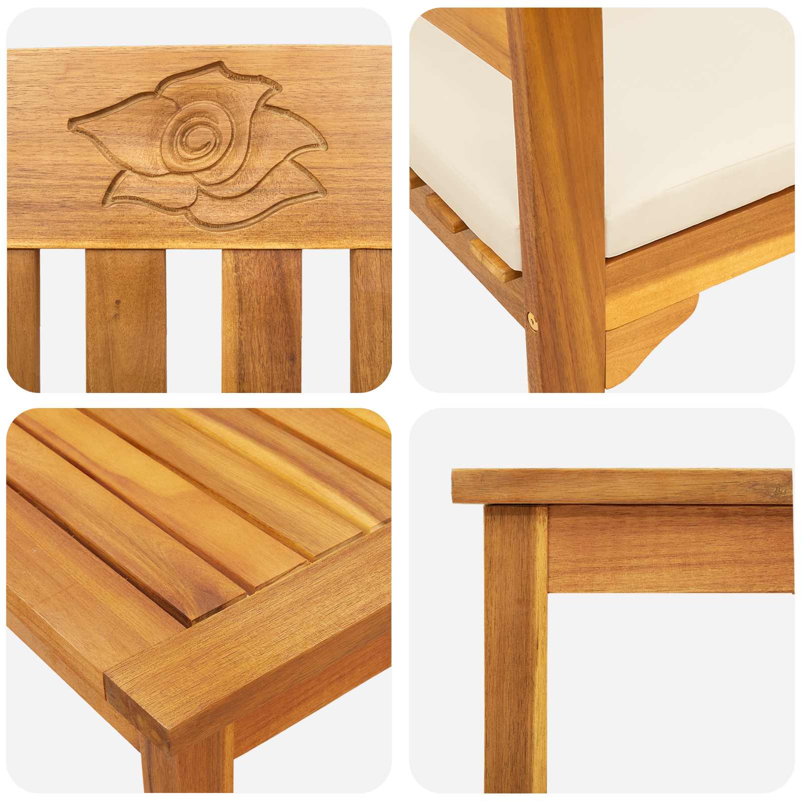 Gartenrosen-Lounge-Set mit Kissen 4 pcs Massivholz Akazie