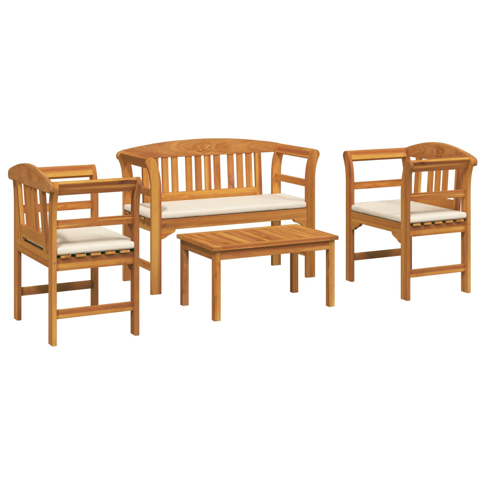 Gartenrosen-Lounge-Set mit Kissen 4 pcs Massivholz Akazie