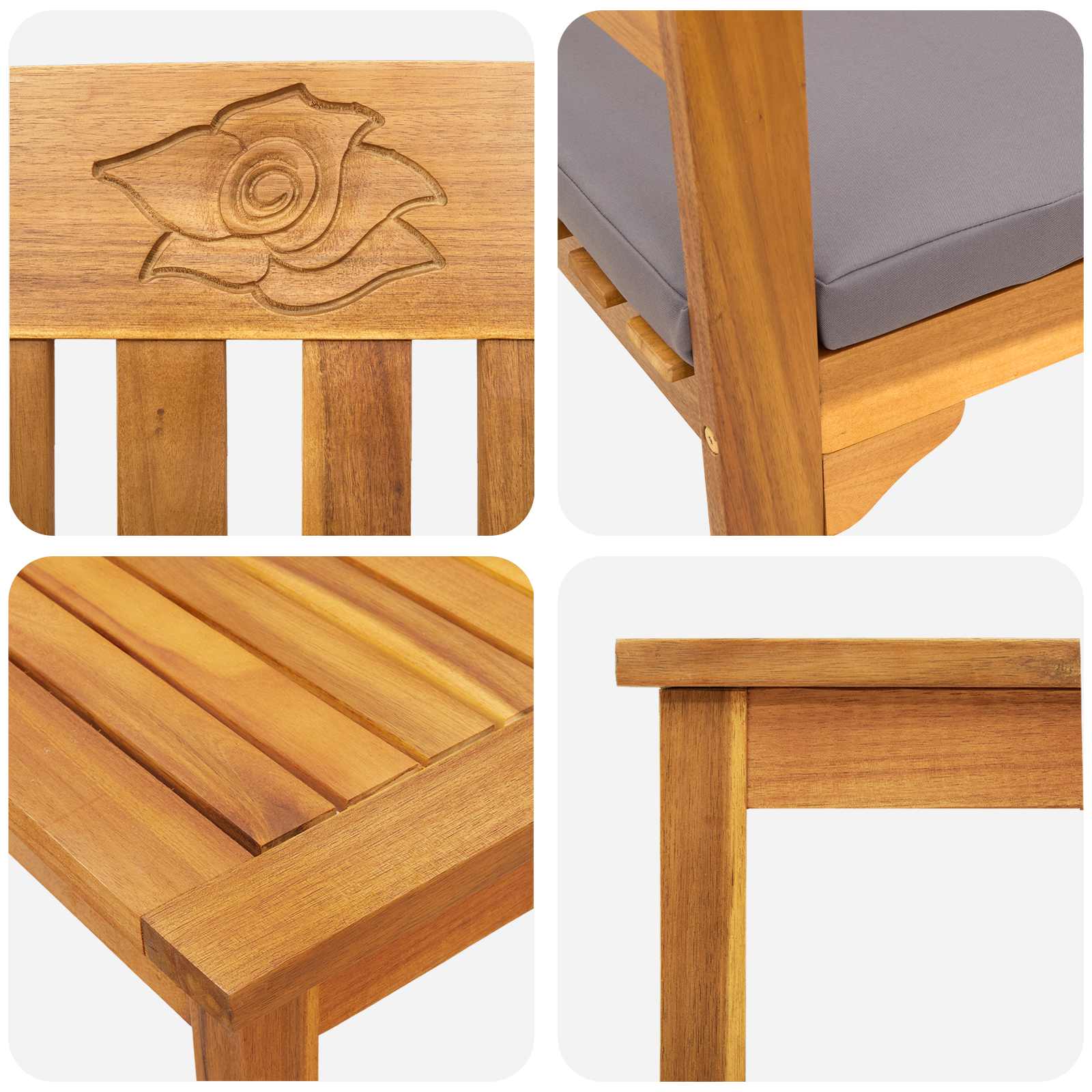 Gartenrosen-Lounge-Set mit Kissen 4 pcs Massivholz Akazie
