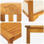 Gartenrosen-Lounge-Set mit Kissen 3 pcs Massivholz Akazie