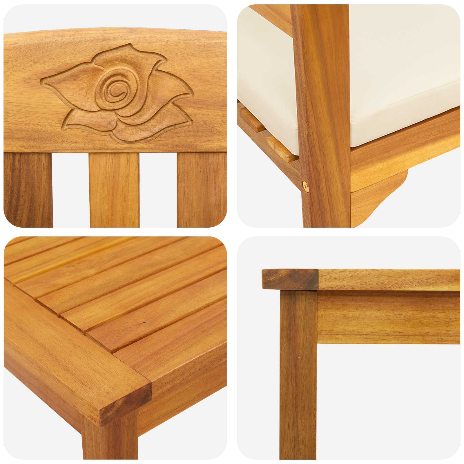 Gartenrosen-Lounge-Set mit Kissen 3 pcs Massivholz Akazie