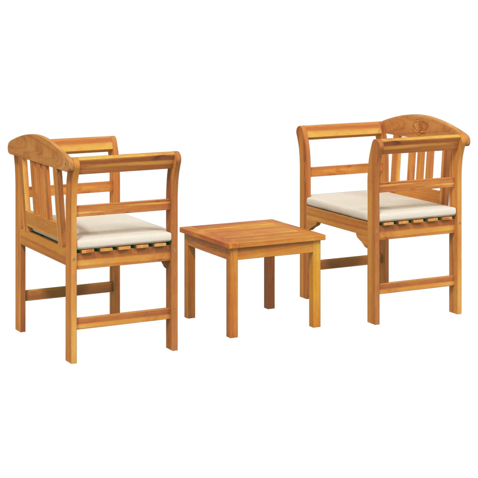 Gartenrosen-Lounge-Set mit Kissen 3 pcs Massivholz Akazie