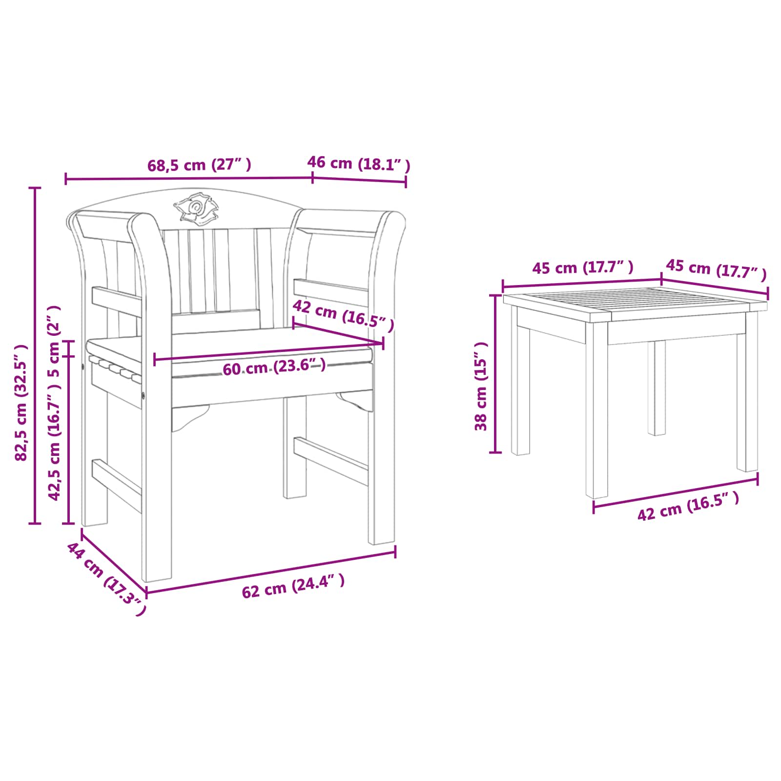 Gartenrosen-Lounge-Set mit Kissen 3 pcs Massivholz Akazie