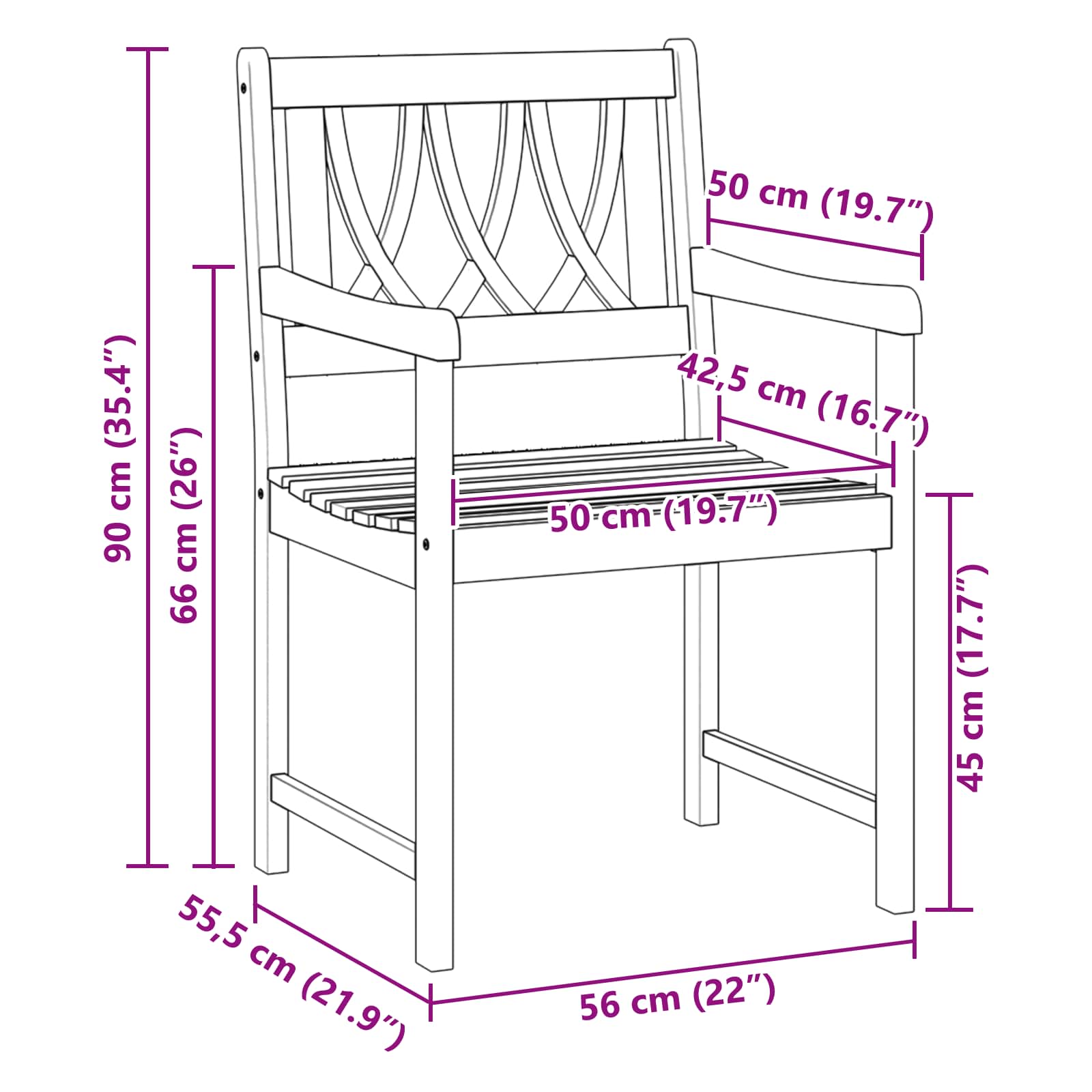 Bank Outdoor 2 pcs Natur 56 x 55,5 x 90 cm Massivholz Akazie