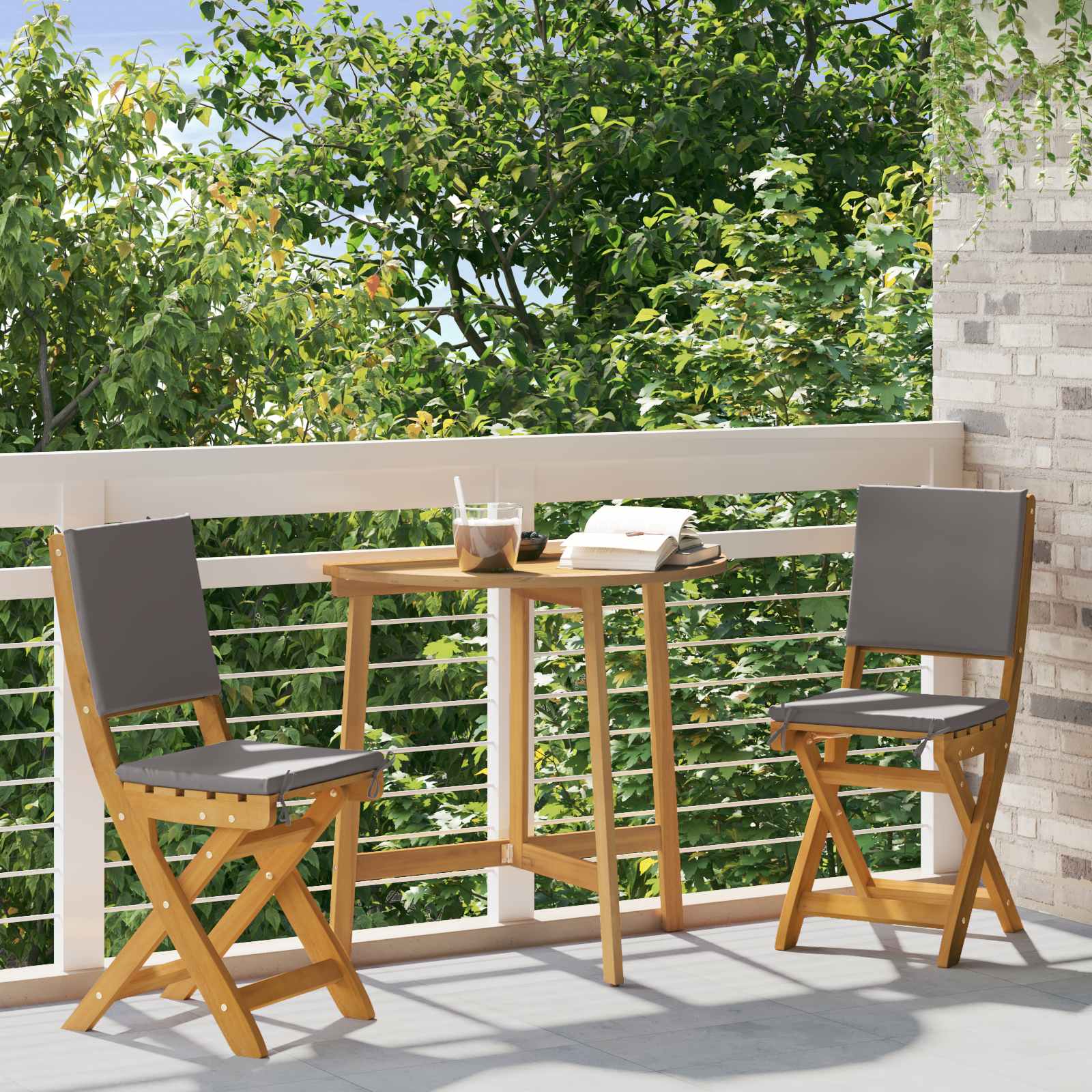 Außen Bistro-Stühle mit Kissen 2 pcs Dunkelgrau 38 x 46 x 85 cm