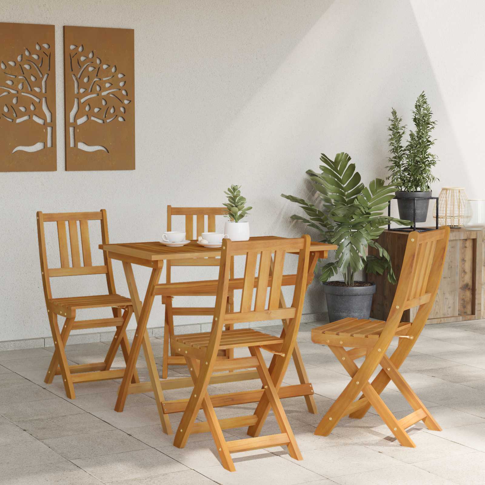 Außen Bistro-Stühle mit Kissen 4 pcs Natur 40 x 42 x 85 cm