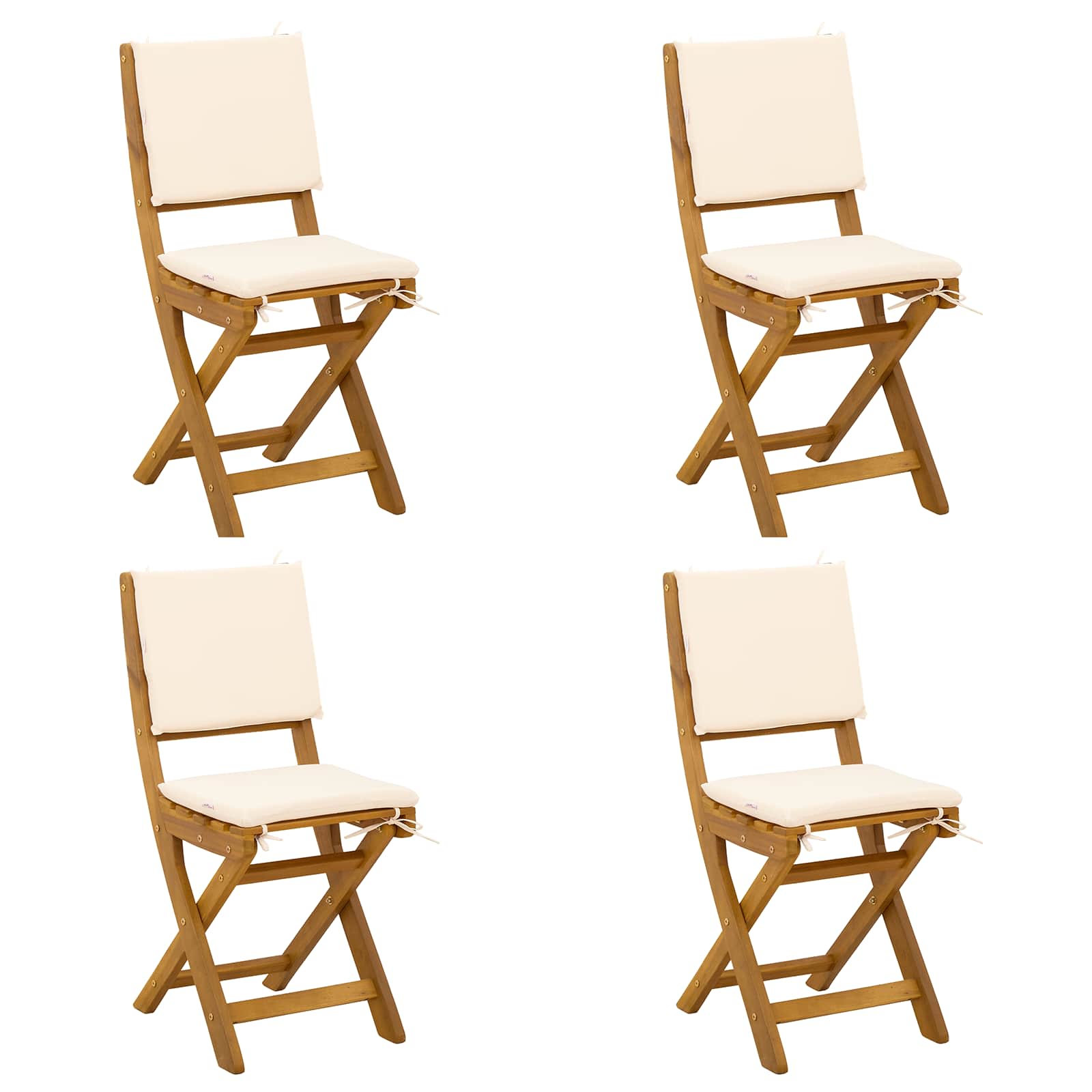 Außen Bistro-Stühle mit Kissen 4 pcs Cremeweiß 38 x 46 x 85 cm