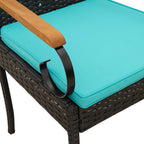 Gartenstühle 4 pcs Schwarz und Türkis Poly-Rattan und Akazie