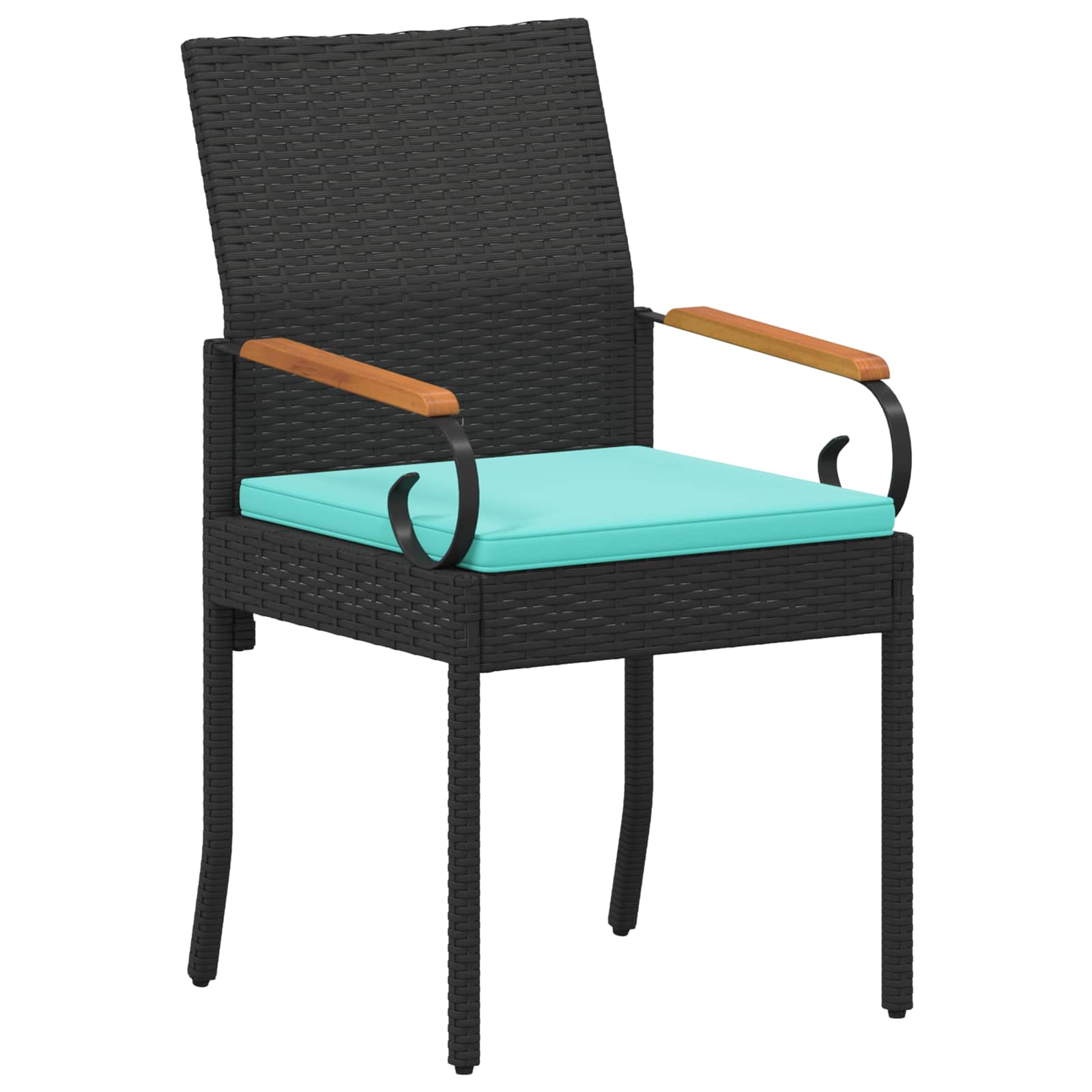 Gartenstühle 4 pcs Schwarz und Türkis Poly-Rattan und Akazie